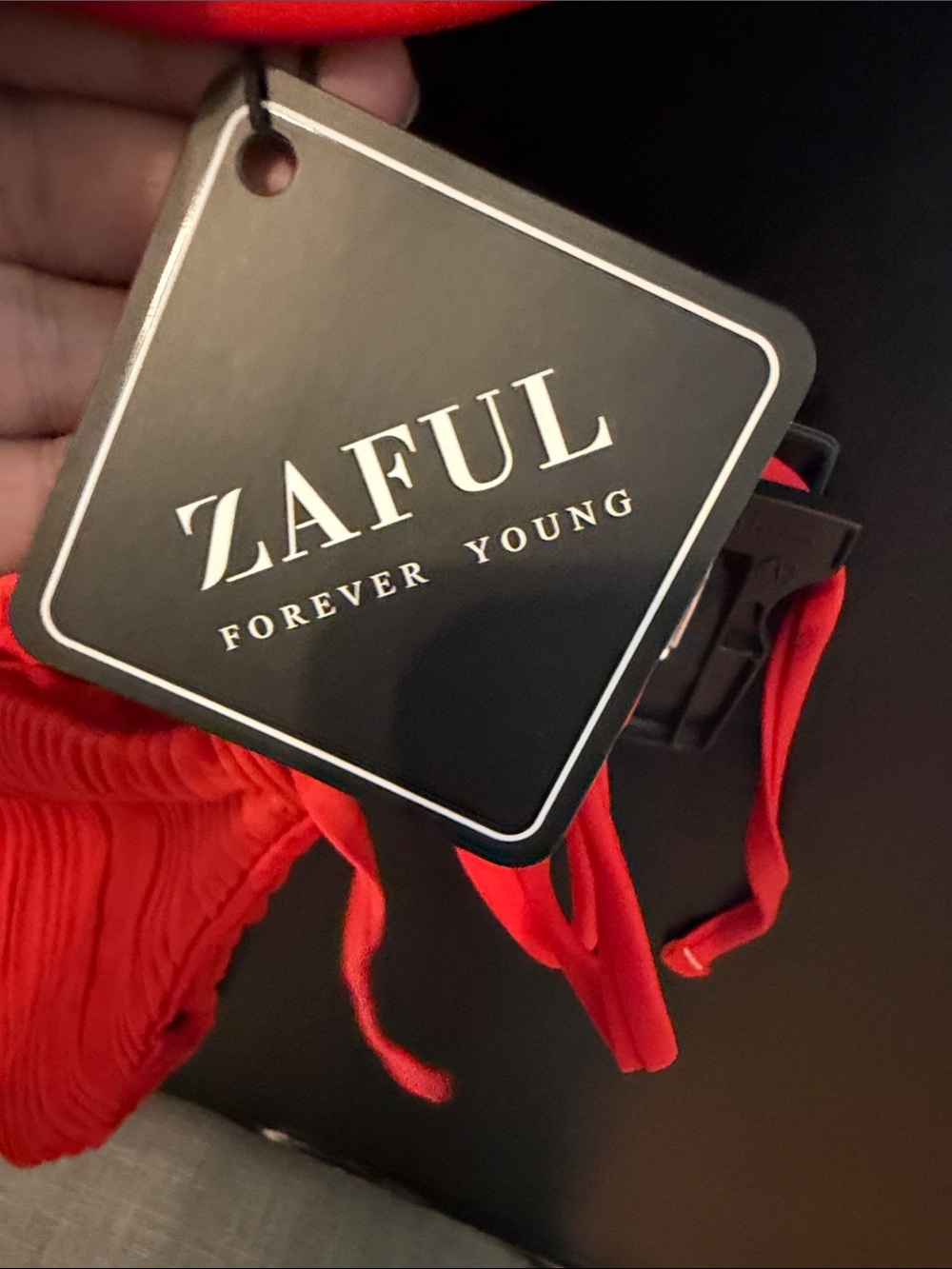 Zaful Bright Red Textured Tie-Side Bikini - Picture 2 of 8
